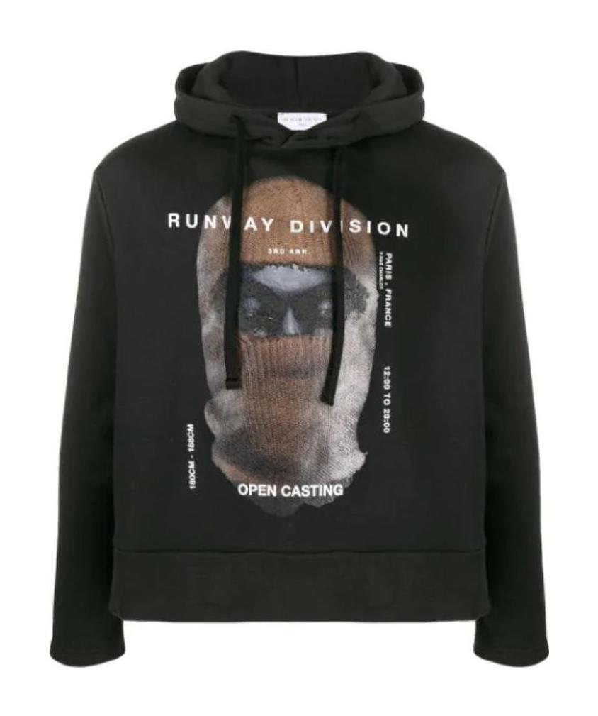 Ih Nom Uh Nit 'runway Division' Printed Hooded Sweater In Black