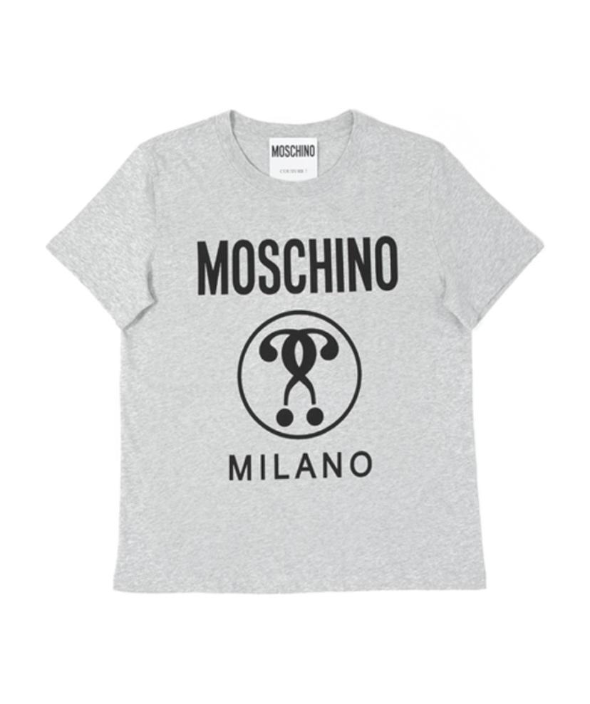 Moschino Double Question Mark Plain Knitted T-shirt In White