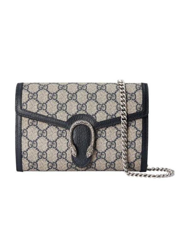Gucci Dionysus Gg Chain Wallet In Gray