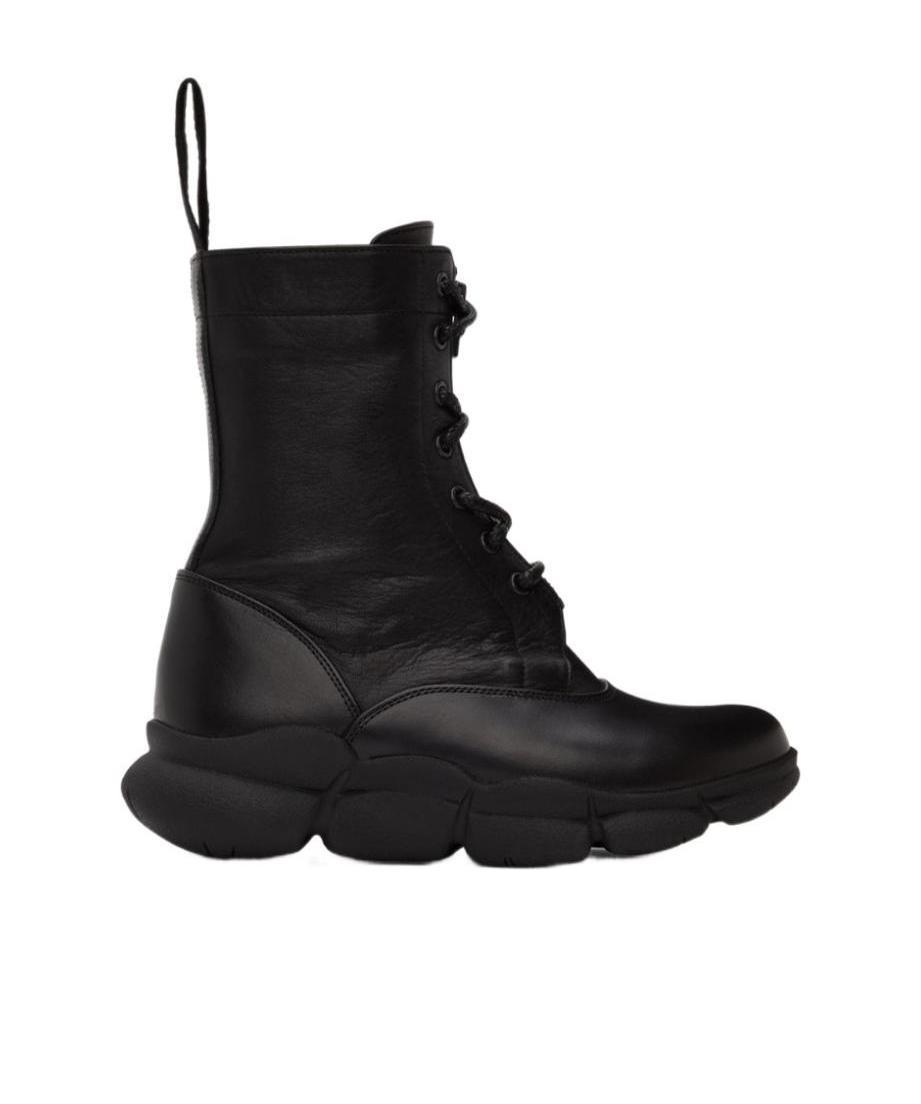 Y's Lace-up Combat Boots In Black