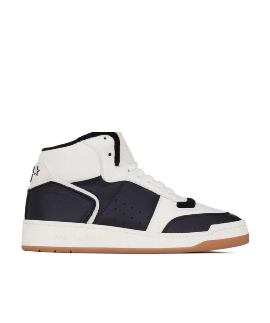 Saint Laurent High-top Leather Sneakers Contrast Panels In White