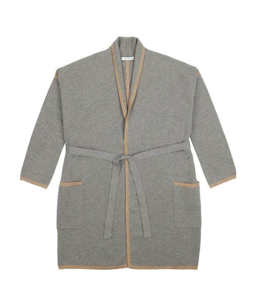 Max Mara Lace-up Cardigan In Gray