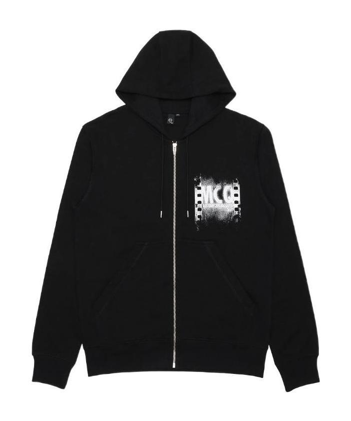 Alexander Mcqueen Logo Hooded Casual Jacket In Black