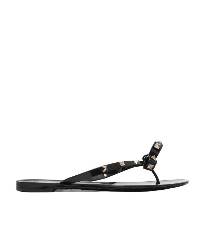 Valentino Garavani The Rockstud Rubber Flip Flops In Black