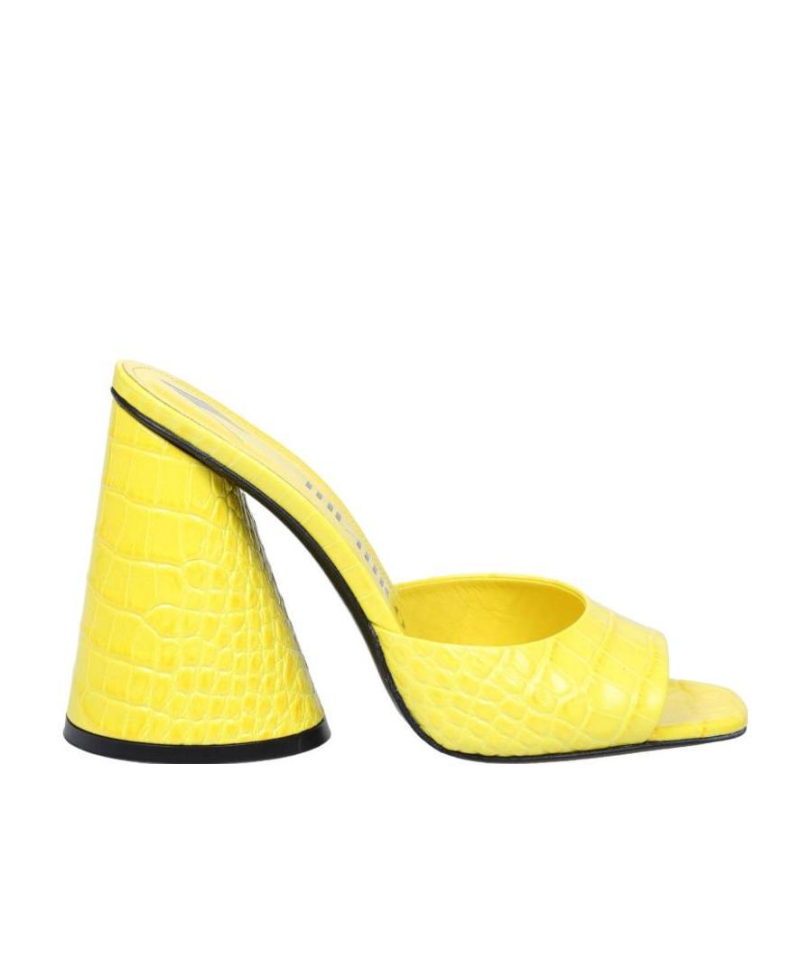 Attico Embossed High-heeled Sandals In Yellow