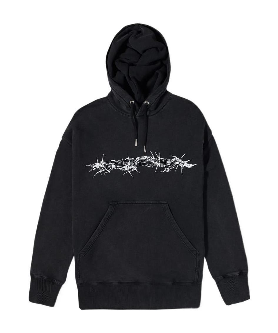 Givenchy Barbed Wire Printed Hoodie In Black
