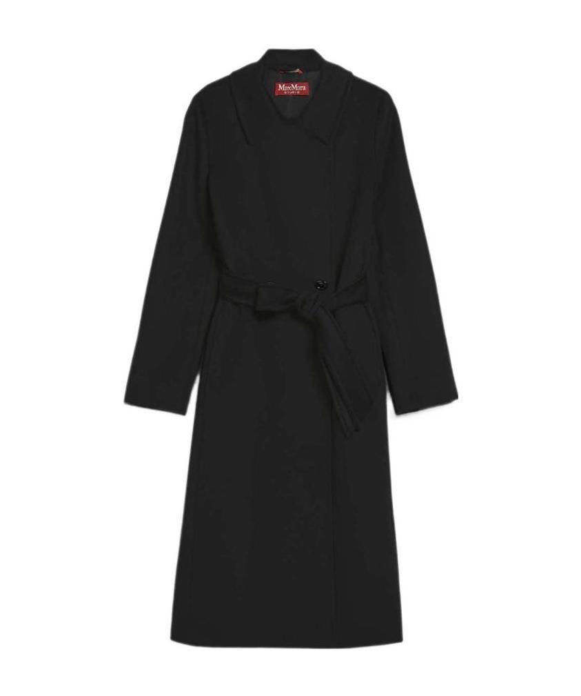 Max Mara Coat With Belted Waist And Side Pockets In Black