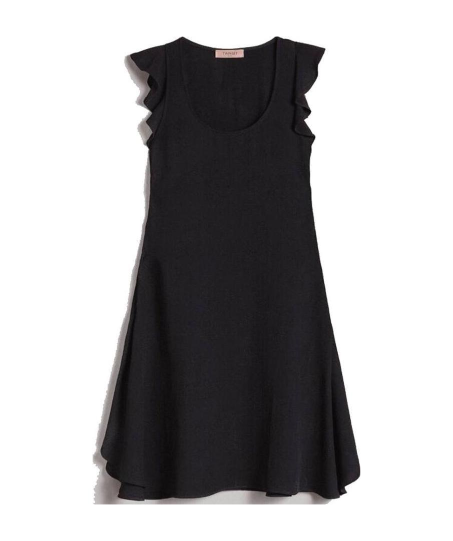 Twinset Lotus Leaf Edge Dress In Black