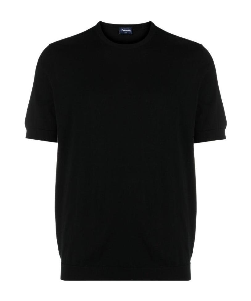 Drumohr Short-sleeved Cotton T-shirt In Black