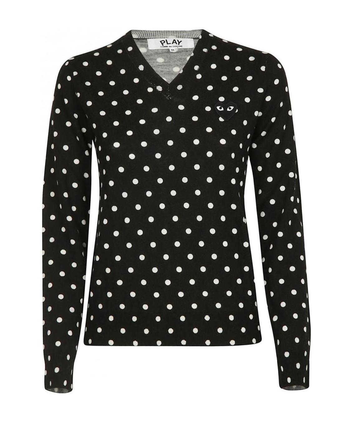 Shop Comme Des Garçons Play Polka Dot Knitted Sweater