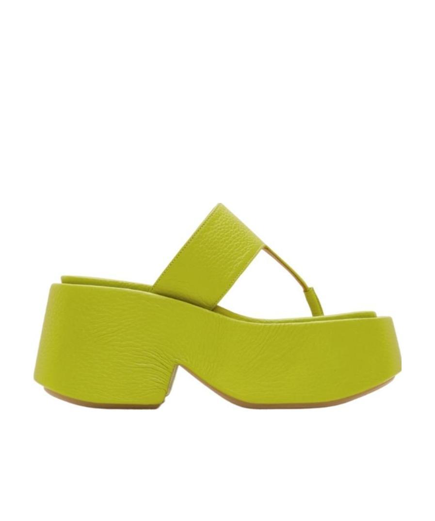 Marsèll Woman Thong Sandal Lime Green Size 8 Soft Leather In Green