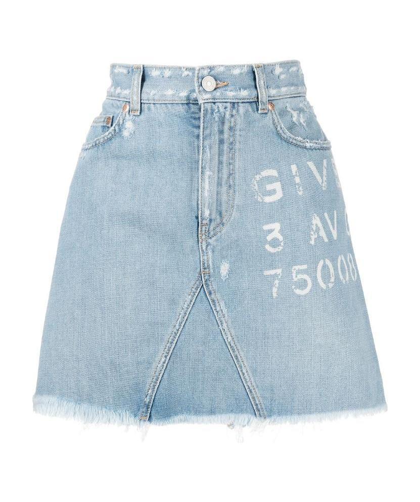 Givenchy Logo-print Denim Skirt In Blue