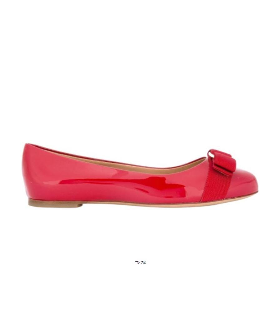 Ferragamo Varina Patent Leather Bow Ballerina Flats In Red