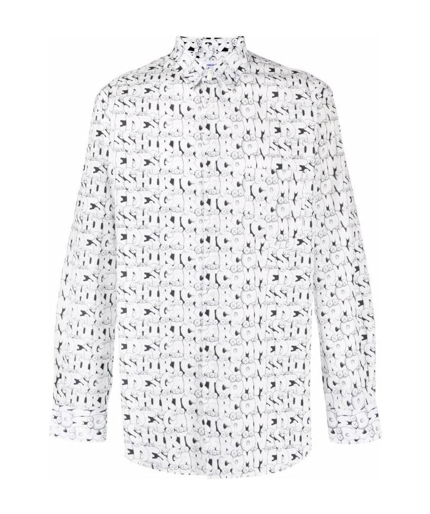 Comme Des Garçons Pattern Printed Shirt In White