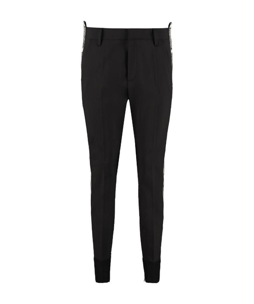 Dsquared2 Slim-fit Tapered Trousers With Branded Side Stripes In Black