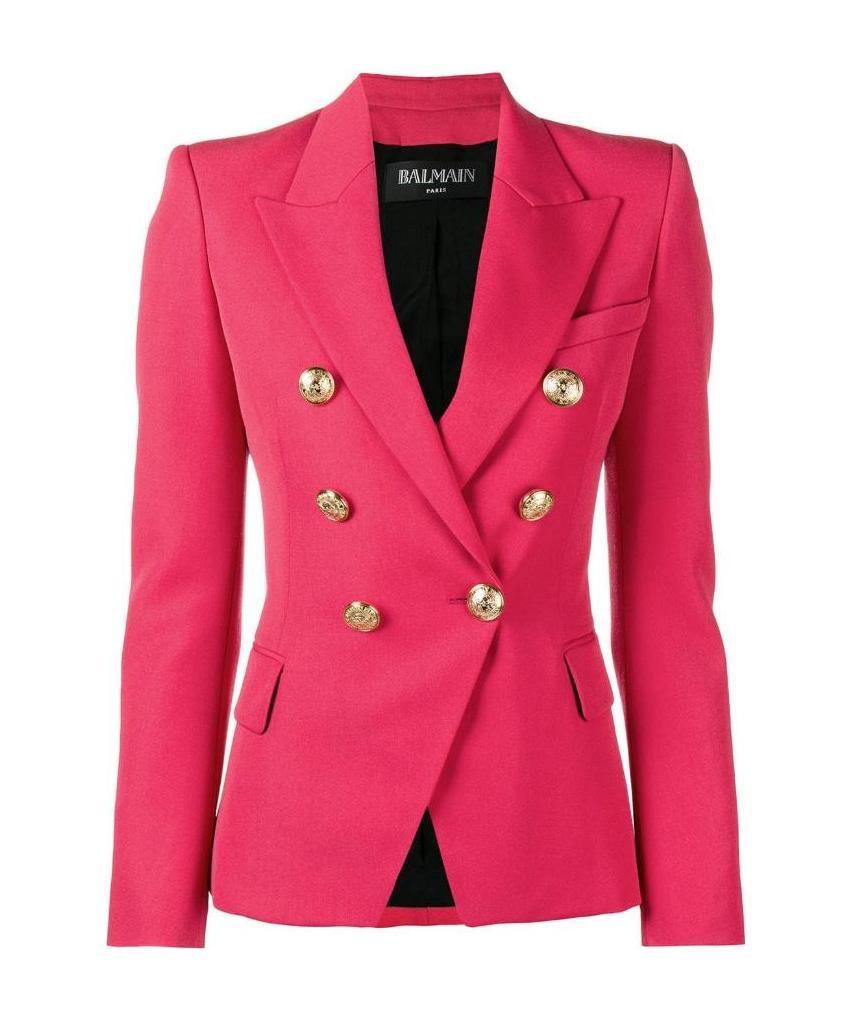BALMAIN EMBOSSED BUTTON-DOWN SUIT COAT