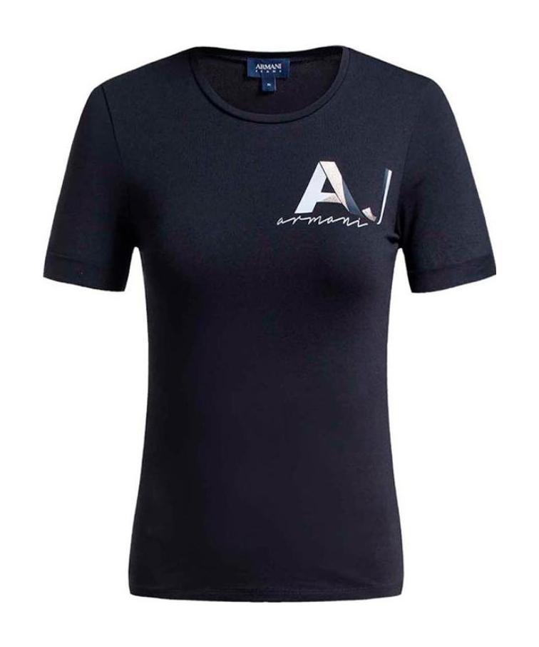 Shop Armani Jeans Logo T-shirt In Black