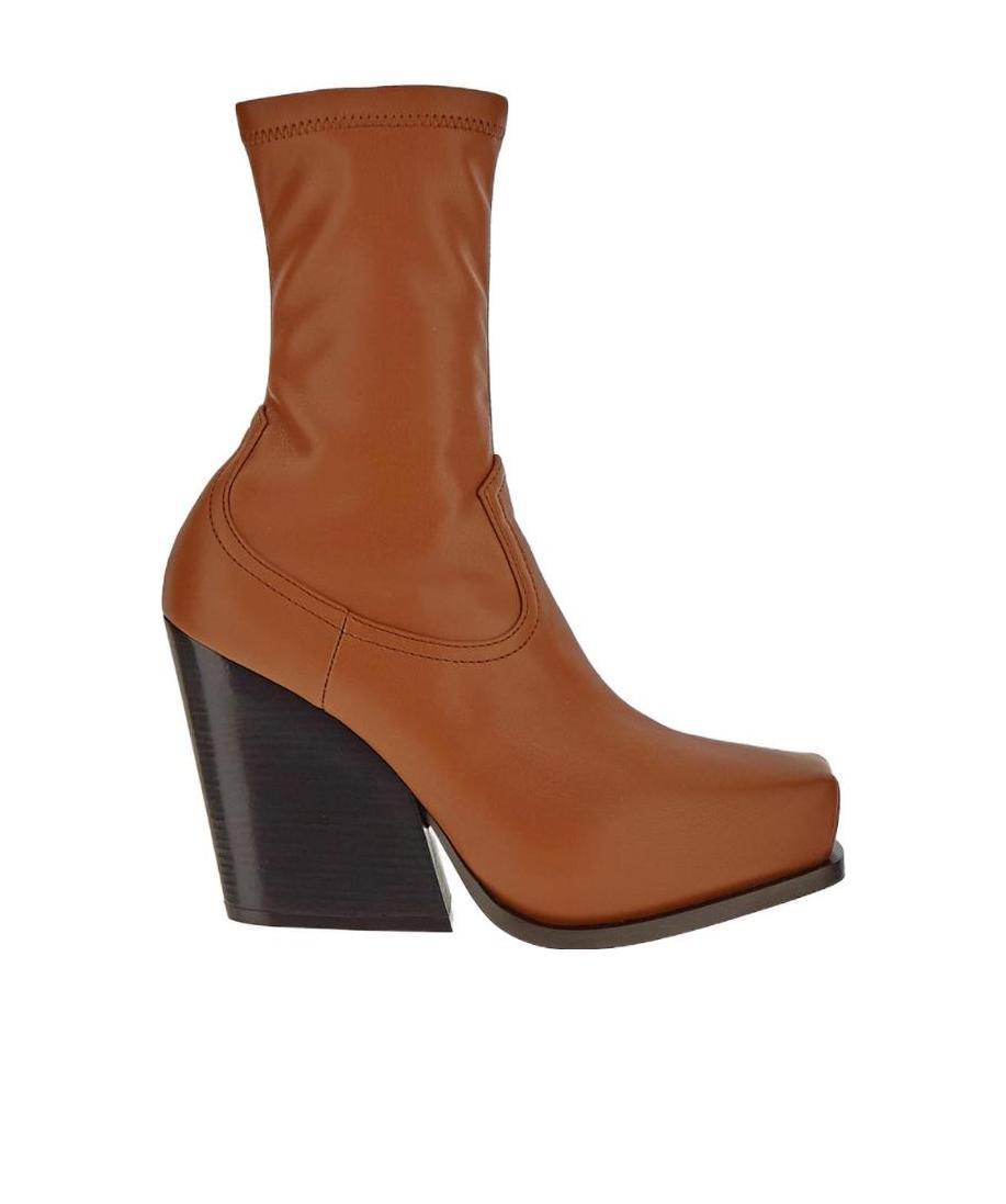 Stella Mccartney Cowboy Zipped Stretched Ankle Boots In Brown