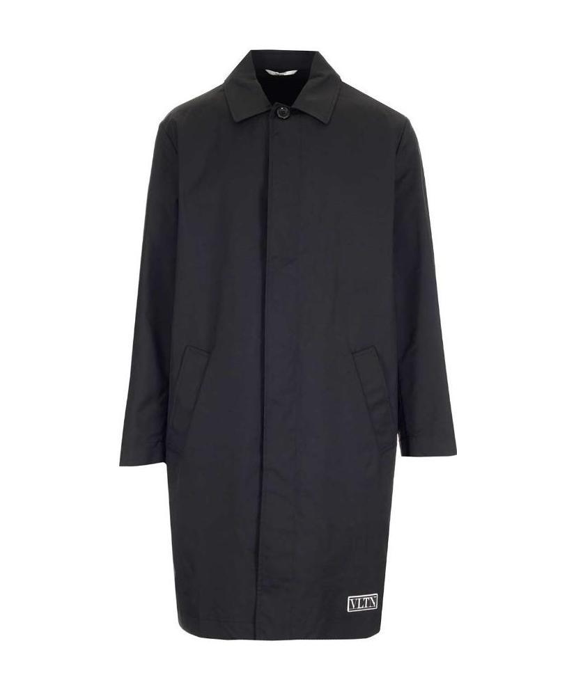Valentino Single-breasted Mid-length Coat In Black