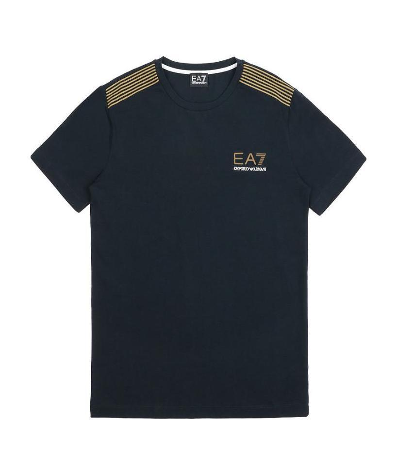 Ea7 Logo T-shirt With Round Neck In Black