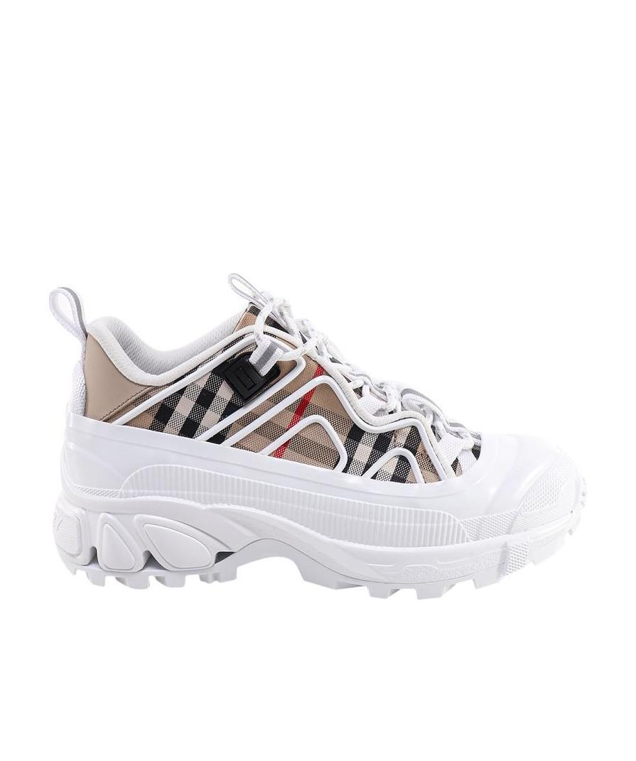 Burberry Arthur Check Canvas Sneakers In White