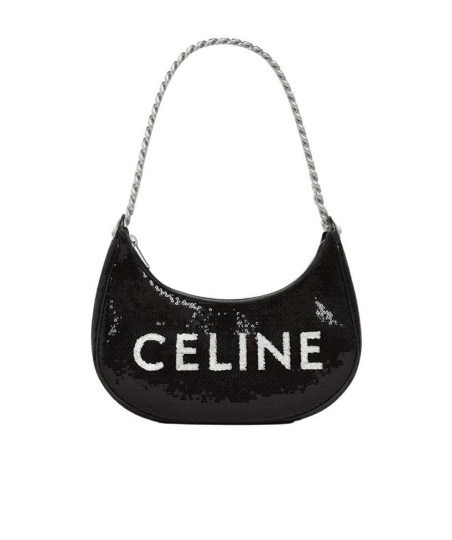 Celine Sequined Medium Size Shoulder Bag In Black