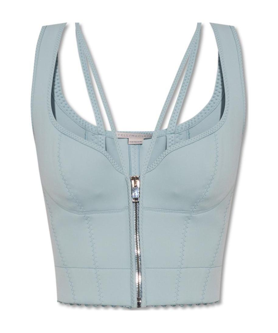 Stella Mccartney Scuba Zip Corset Top In Gray