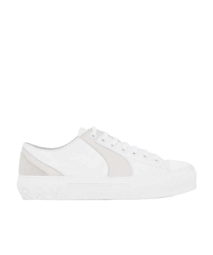Burberry Two-tone Leather Sneakers In White