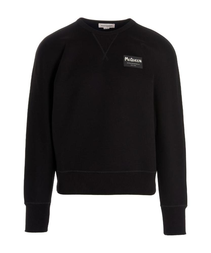 Alexander Mcqueen Graffiti Logo Patch Cotton Sweatshirt In Black