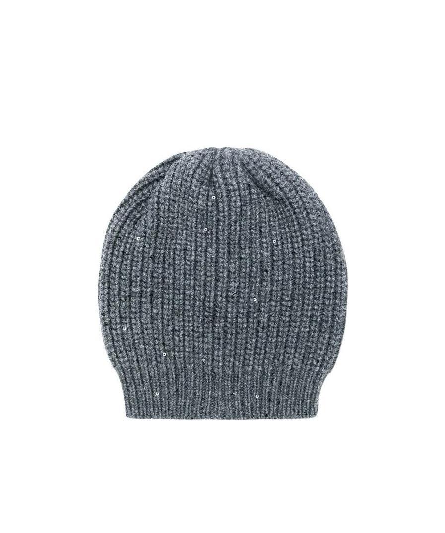 Brunello Cucinelli Sequin-embellished Knit Beanie In Gray