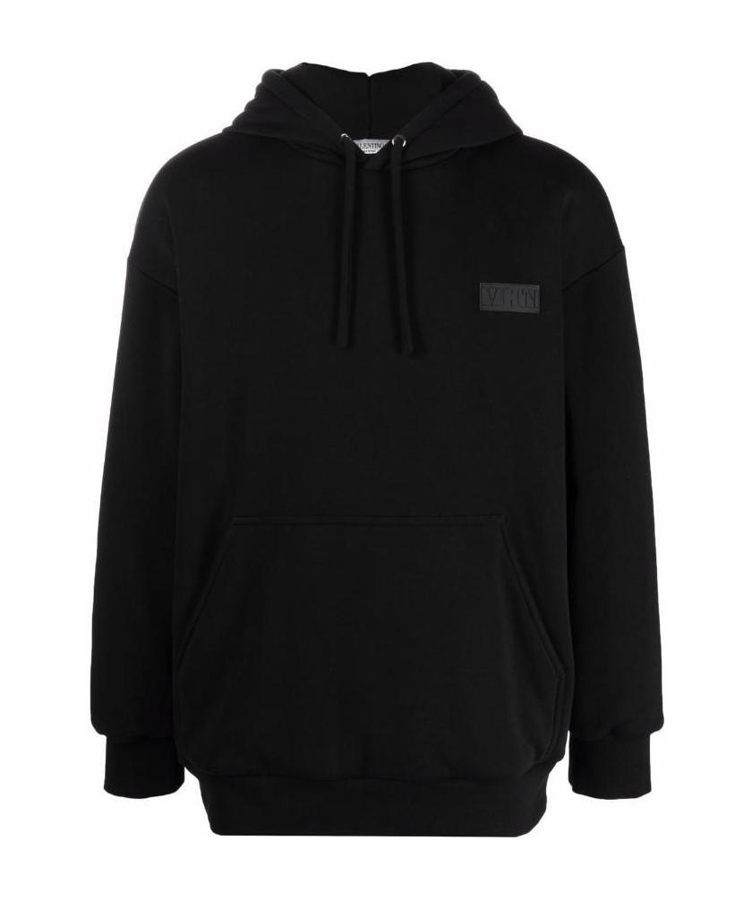 Valentino Vltn Logo Patch Relaxed Hoodie In Black