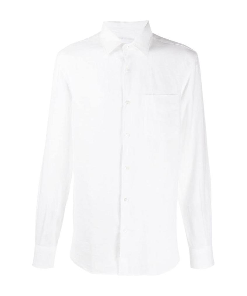 Shop Aspesi Long-sleeve Linen Shirt In White