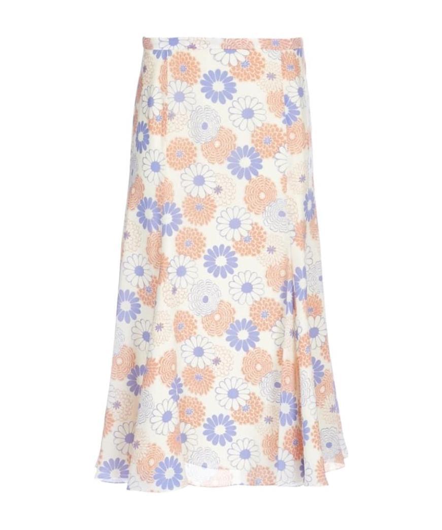 Kenzo Floral-print Midi Skirt In White