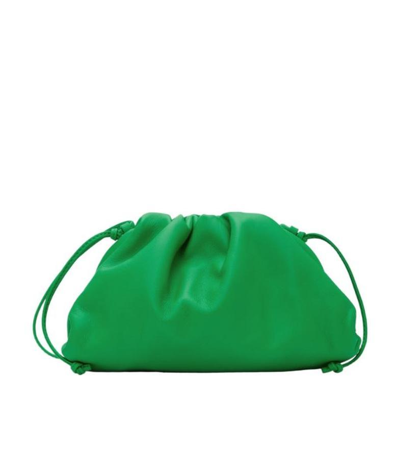Bottega Veneta Pouch Gathered-detail Leather Mini Bag In Green