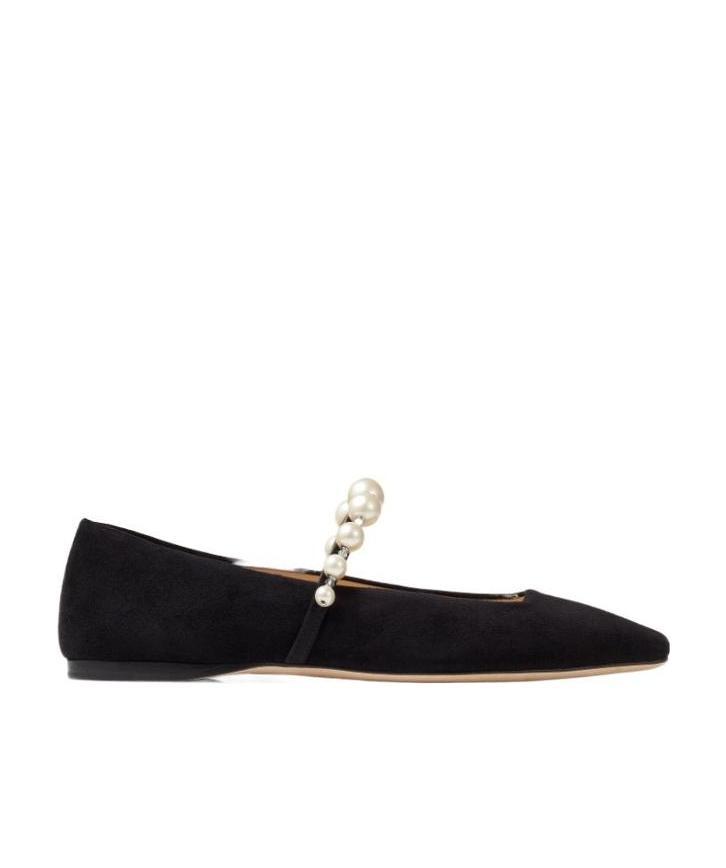 Shop Jimmy Choo Ade Square-toe Ballerina Shoes In Black