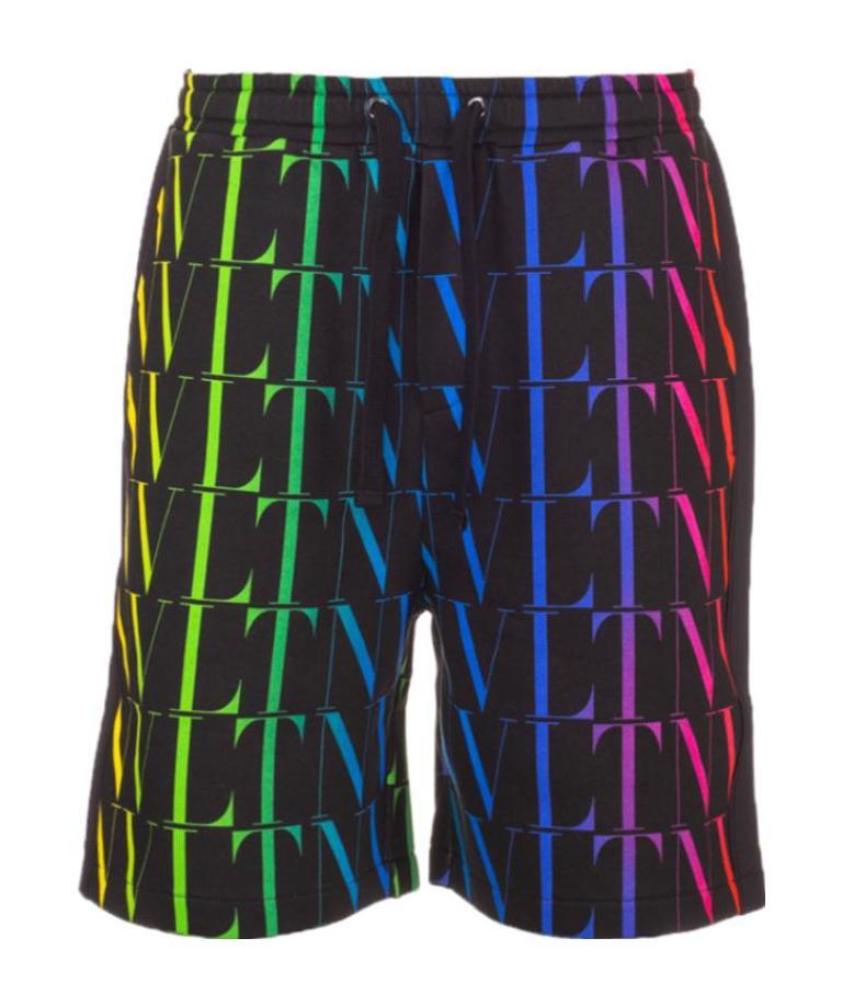 Valentino Garavani Vlnt Jersey Bermuda Shorts Men In Black