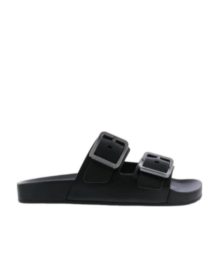 Balenciaga Logo Flat Slippers In Black