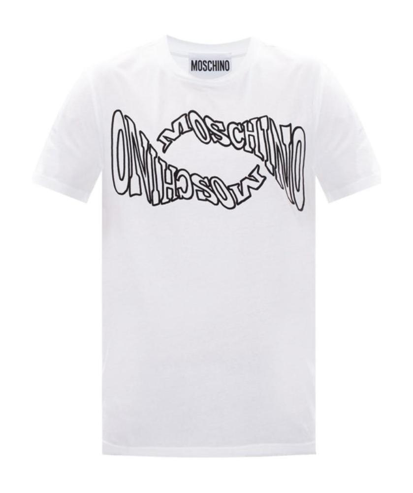 Moschino Double-logo Graphic T-shirt In Black