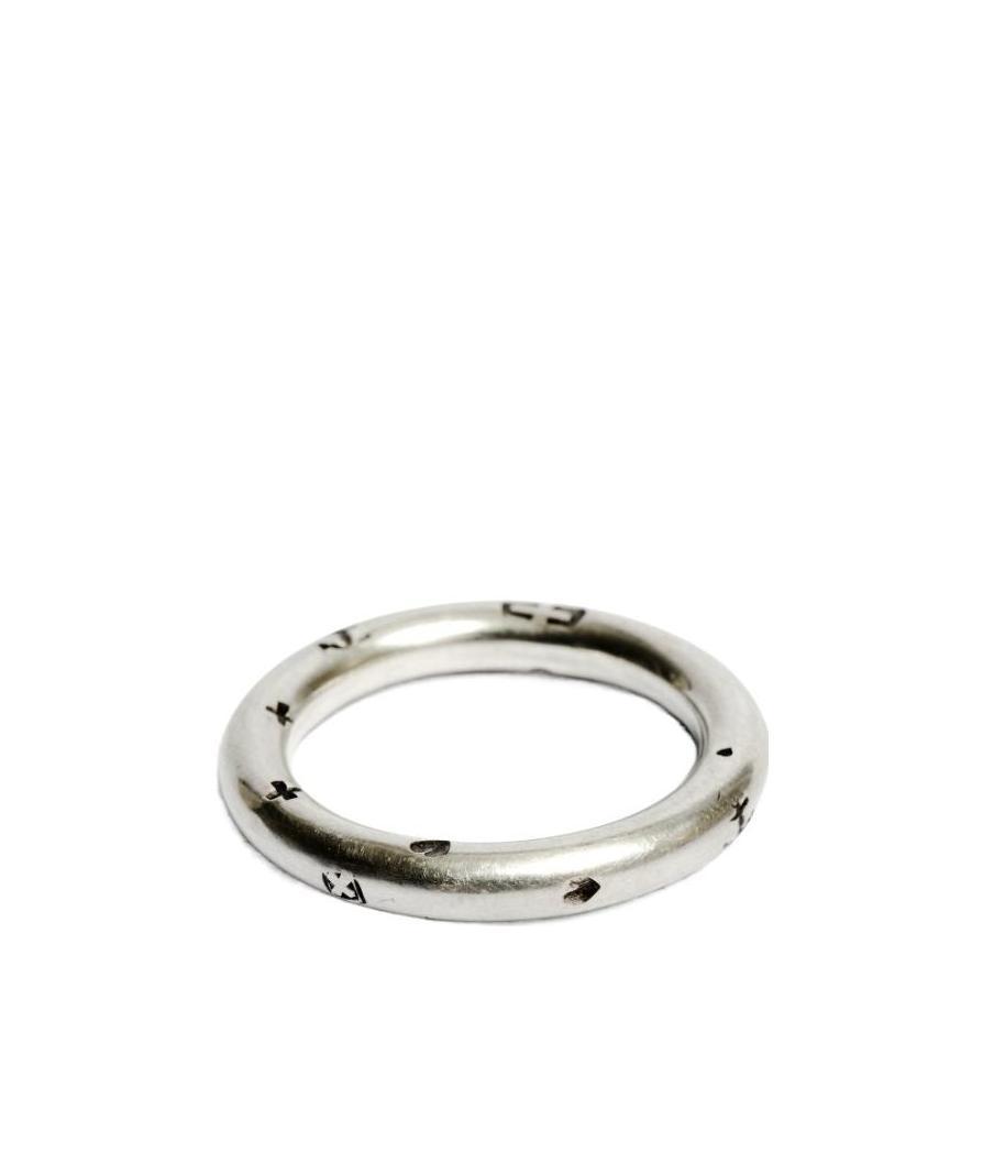 Werkstatt:münchen Engraved Sterling Silver Ring In White