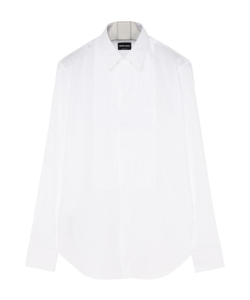 Giorgio Armani Pleated-bib Formal Shirt In White