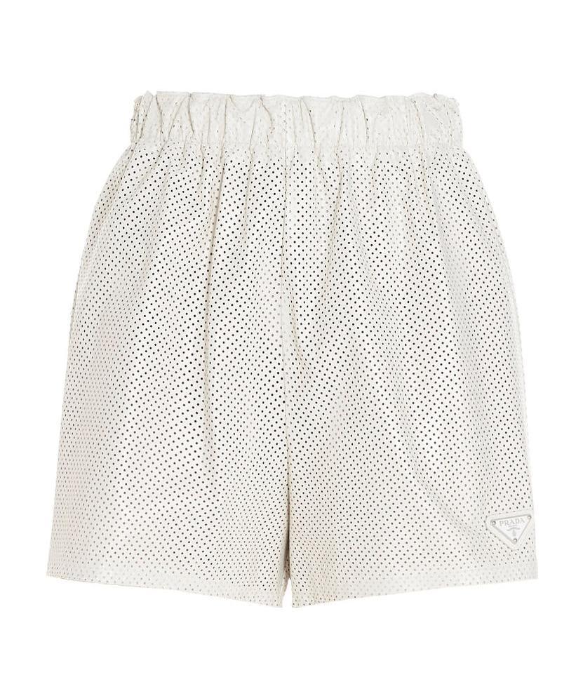 Prada High-waisted Logo-plaque Shorts In White