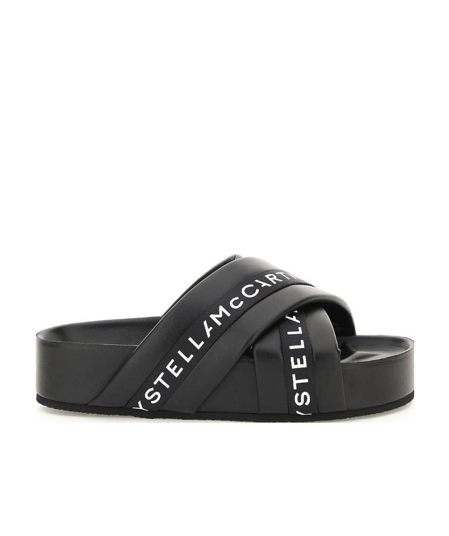 Stella Mccartney Vesta Eco Alt Logo Crisscross Sandals In Black