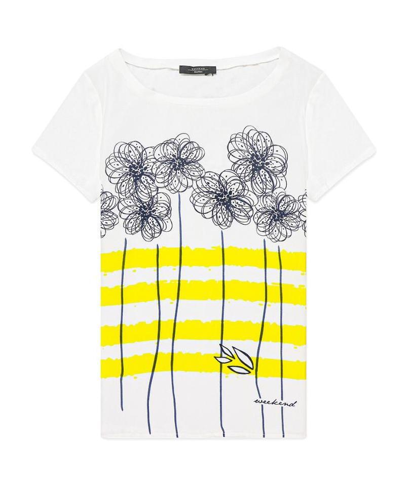 Weekend Max Mara Printed T-shirt With Round Neck In White