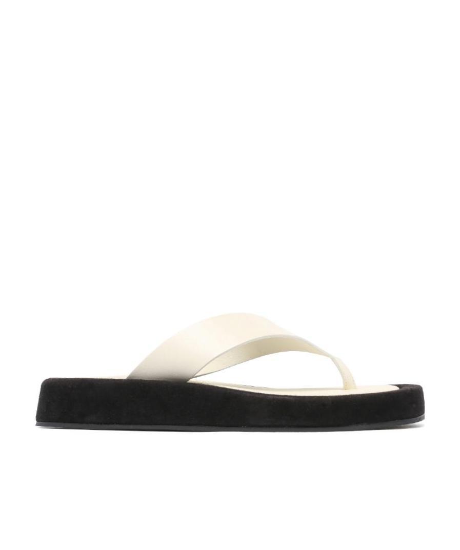 The Row Ginza Two-tone Leather And Suede Platform Flip Flops In Black