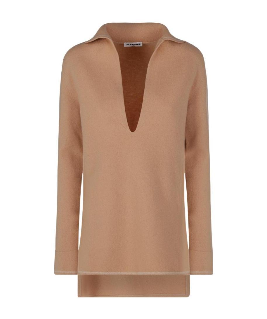 Jil Sander V-neck Wool Jumper In Nude