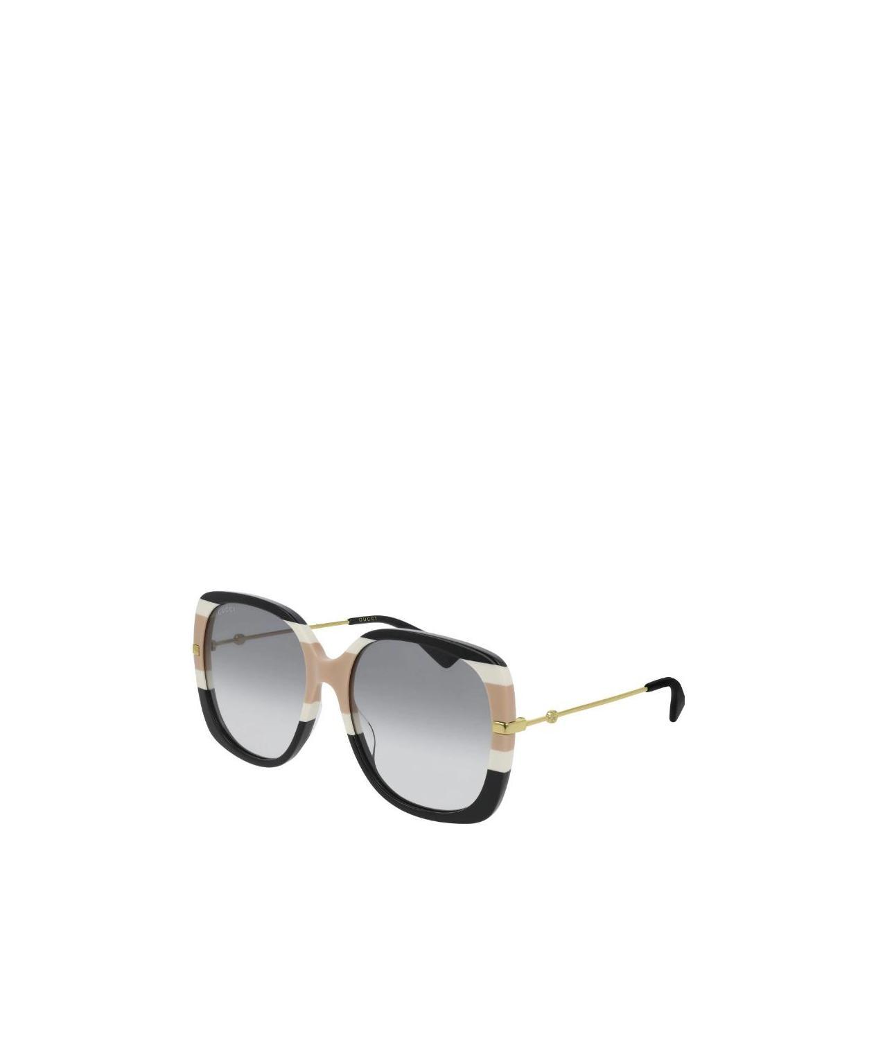 Gucci Block Stripe Square Sunglasses In Gray