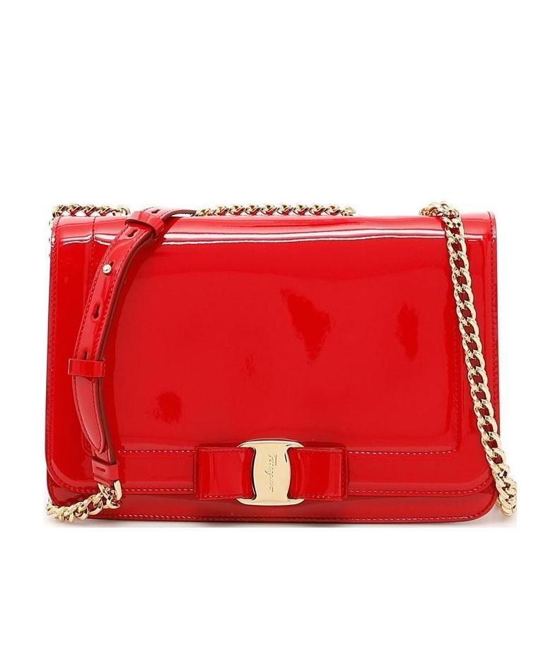 Ferragamo Vara Bowknot Shoulder Bag In Red