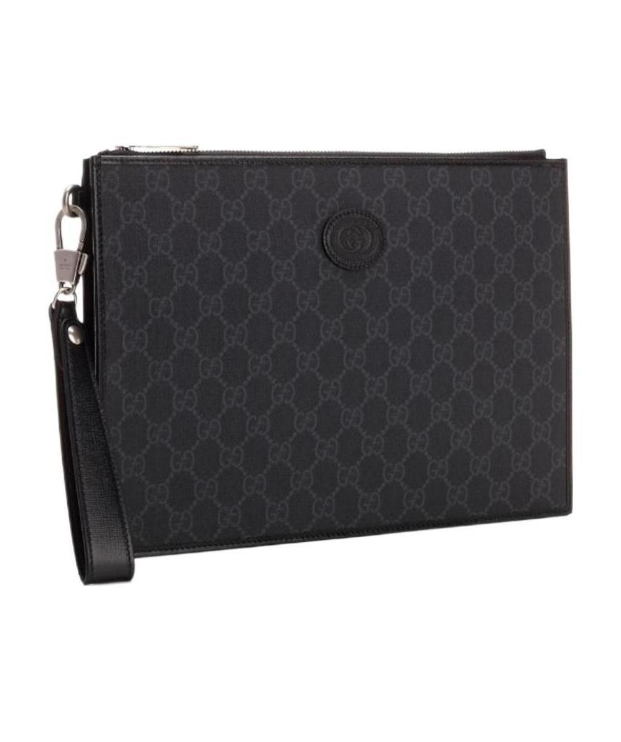 Gucci Gg-canvas Clutch Bag In Black