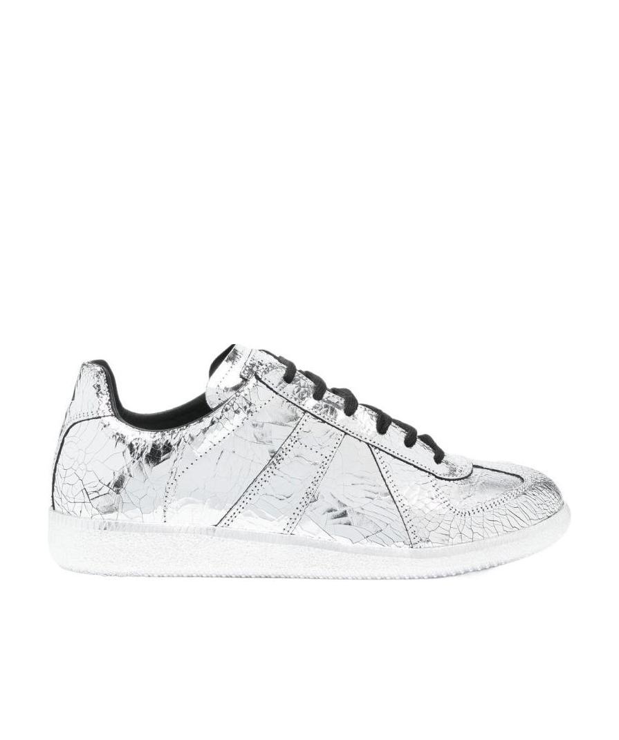 MAISON MARGIELA METALLIC LEATHER LOW-TOP SNEAKERS