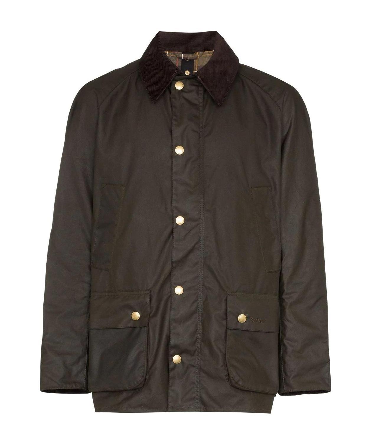 Barbour Ashby Corduroy Collar Water Resistant Waxed Cotton Jacket In Brown